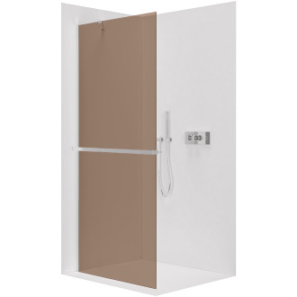 CERANO - Sprchová zástěna Walk-in Onyx Y L/P - 8 mm + polička/držák na ručníky - chrom, bronzové sklo - 100x200 cm