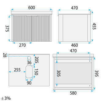 REA Sada koupelnového nábytku s umyvadlem Mario 60cm Beige REA-M0033