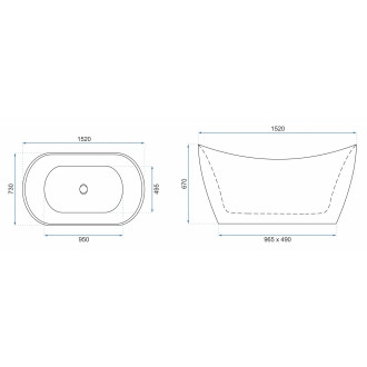 REA Volně stojící vana FERRANO Slim 150 KPL-W8080