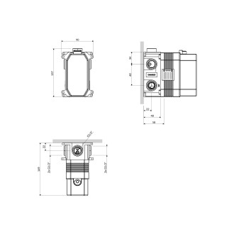 Omnires Y podomítkové těleso sprchovo-vanové baterie 3cestné BOX48X