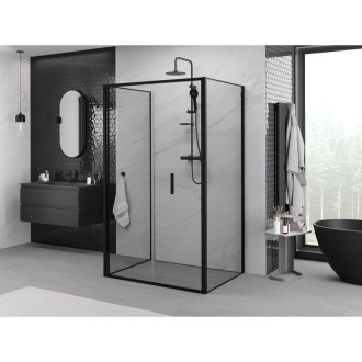 Mexen Exo-3S kabina prysznicowa 3-ścienna składana 80 x 75 cm, transparent, czarna - 816-080-075-70-00-3S