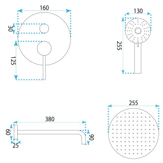 REA Podomítková sprchová sada Lungo Stripe Gold Brush + BOX REA-P9492