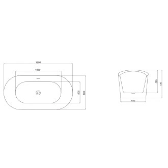 REA Volně stojící vana FERRANO Slim 160 KPL-W7081