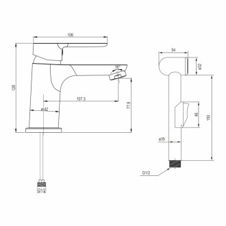 Mereo Zuna umyvadlová baterie stojánková bez výpusti, s bidetovou sprchou CB10105Z