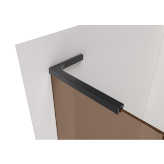 CERANO - Sprchová zástěna Walk-in Onyx L-levá vzpěra - 8 mm + polička/držák na ručníky - černá matná, bronzové sklo - 90x200 cm