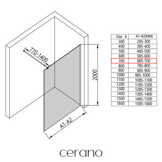 CERANO - Sprchová zástěna Walk-in Onyx Round L/P - 8 mm - kulatá vzpěra - černá matná, bronzové sklo - 70x200 cm
