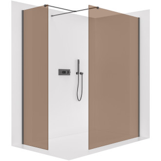 CERANO - Sprchová zástěna Walk-in Onyx T L/P - 8 mm - hranatá vzpěra - černá matná, bronzové sklo - 100x100x200 cm