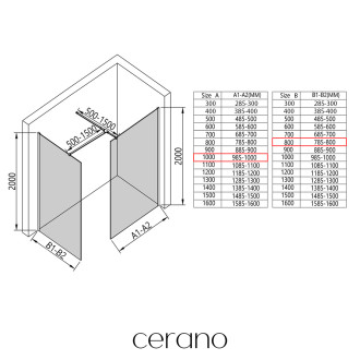 CERANO - Sprchová zástěna Walk-in Onyx T L/P - 8 mm - hranatá vzpěra - černá matná, bronzové sklo - 100x80x200 cm