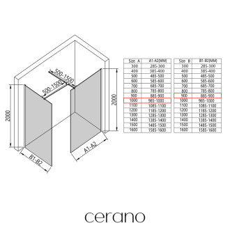 CERANO - Sprchová zástěna Walk-in Onyx T L/P - 8 mm - hranatá vzpěra - černá matná, bronzové sklo - 100x90x200 cm