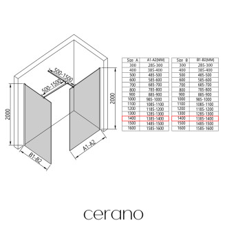 CERANO - Sprchová zástěna Walk-in Onyx T L/P - 8 mm - hranatá vzpěra - černá matná, bronzové sklo - 140x140x200 cm