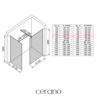 CERANO - Sprchová zástěna Walk-in Onyx T L/P - 8 mm - hranatá vzpěra - černá matná, bronzové sklo - 70x70x200 cm