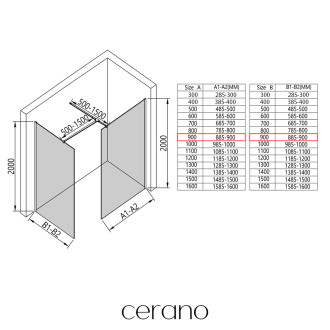 CERANO - Sprchová zástěna Walk-in Onyx T L/P - 8 mm - hranatá vzpěra - černá matná, bronzové sklo - 90x90x200 cm