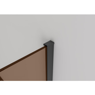CERANO - Sprchová zástěna Walk-in Onyx T L/P - 8 mm - hranatá vzpěra + polička/držák na ručníky - černá matná, bronzové sklo - 160x140x200 cm