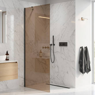 CERANO - Sprchová zástěna Walk-in Onyx Y L/P - 8 mm - černá matná, bronzové sklo - 50x200 cm