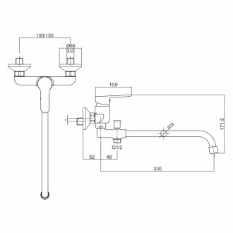 Mereo Zuna nástěnná baterie do byt. jádra 150 mm bez příslušenství CB60203Z