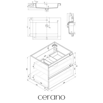 CERANO - Koupelnová skříňka Carole - černá matná + umyvadlo z lit. mramoru Ovo - černá matná - 70,5x53x46,5 cm