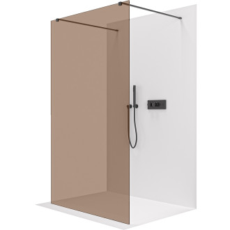 CERANO - Sprchová zástěna Walk-in Onyx Duo L/P - 8 mm - hranatá vzpěra - černá matná, bronzové sklo - 120x200 cm