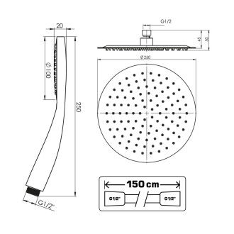 ULTRA-2F CHROM, Podomítkový sprchový set včetně příslušenství