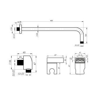 ULTRA-2F GRAFIT, podomítkový sprchový set včetně příslušenství