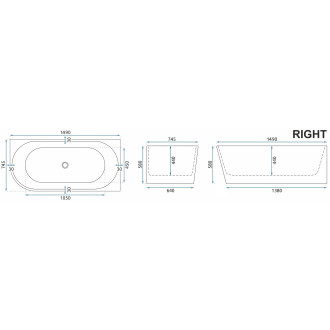 REA Rohová akrylová vana SYDNEY BELLANTO RIGHT 150cm KPL-W7251