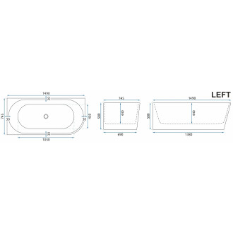 REA Rohová akrylová vana SYDNEY BELLANTO LEFT 150cm KPL-W6250