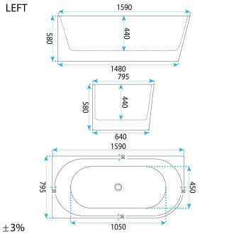 REA Rohová akrylová vana SYDNEY BELLANTO LEFT 160cm KPL-W7252