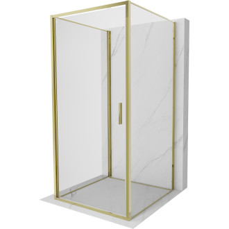 Mexen Exo-3S třístěnný výklopný sprchový kout 80 x 80 cm, průhledný, zlatý - 817-080-080-50-00-3S