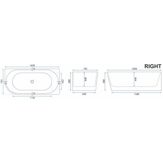 REA Rohová akrylová vana SYDNEY BELLANTO RIGHT 170cm KPL-W7900