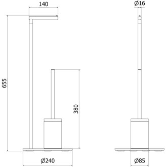 Mexen Loop szczotka toaletowa stojąca z uchwytem na papier, black chrome - 70A71095-73