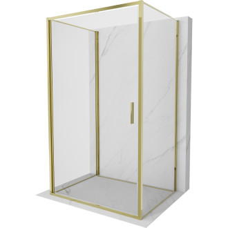 Mexen Exo-3S třístěnný výklopný sprchový kout 75 x 95 cm, průhledný, zlatý - 817-075-095-50-00-3S