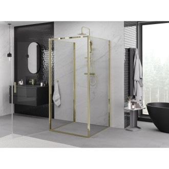 Mexen Exo-3S kabina prysznicowa 3-ścienna uchylna 95 x 95 cm, transparent, złota - 817-095-095-50-00-3S