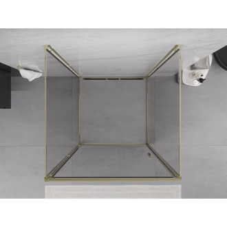 Mexen Exo-3S kabina prysznicowa 3-ścienna uchylna 95 x 95 cm, transparent, złota - 817-095-095-50-00-3S