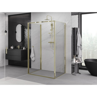 Mexen Exo-3S kabina prysznicowa 3-ścienna uchylna 100 x 120 cm, transparent, złota - 817-100-120-50-00-3S