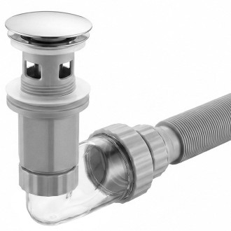 Umyvadlový sifon s univerzální výpustí click-clack REA Flow Chrome