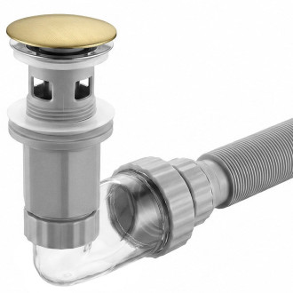 REA Umyvadlový sifon s univerzální výpustí click-clack Flow Brush Gold REA-A9496