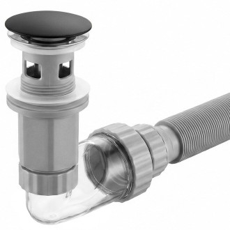 REA Umyvadlový sifon s univerzální výpustí click-clack Flow Black REA-A9492