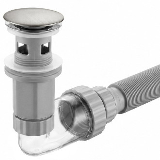 REA Umyvadlový sifon s univerzální výpustí click-clack Flow Brush Nickel REA-A9495