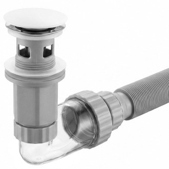 REA Umyvadlový sifon s univerzální výpustí click-clack Flow White REA-A9493