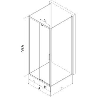 Mexen Exo-3S kabina prysznicowa 3-ścienna uchylna 125 x 90 cm, transparent, chrom - 819-125-090-01-00-3S