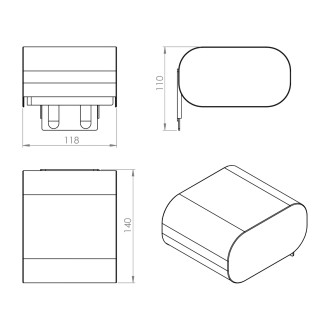 OUTLINE držák toaletního papíru s krytem, černá mat