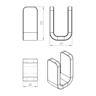 OUTLINE háček, černá mat
