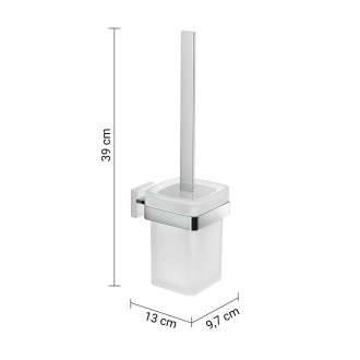 ELBA WC štětka závěsná, mléčné sklo, chrom