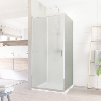 Mereo Lima pevný díl skleněný, 80x190 cm, sklo Point 6 mm, polorámový-chrom ALU M-CK10102K