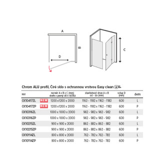 Mereo Novea sprchový kout, čtver., 100x100x200 cm, pravý, sklo čiré 6/8 mm, EC CK10316ZP
