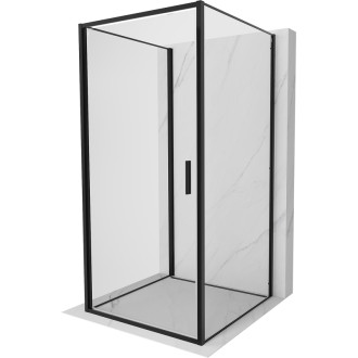 Mexen Exo-3S třístěnný výklopný sprchový kout 100 x 100 cm, průhledný, černý - 817-100-100-70-00-3S