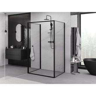 Mexen Exo-3S kabina prysznicowa 3-ścienna uchylna 85 x 120 cm, transparent, czarna - 817-085-120-70-00-3S