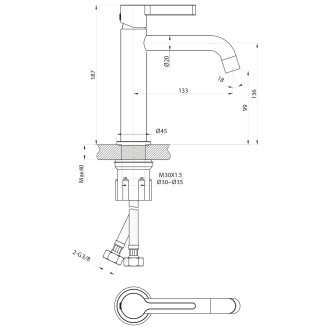 ICONIC stojánková umyvadlová baterie, měď mat
