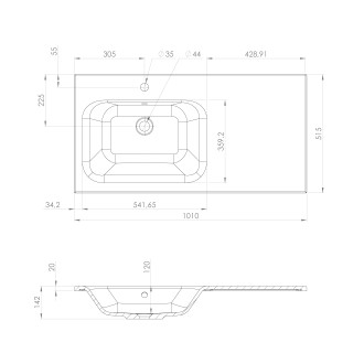 LOREA skříňka 100x46x51,5cm (70+30Pcm), levá, dub alabama/bílá mat