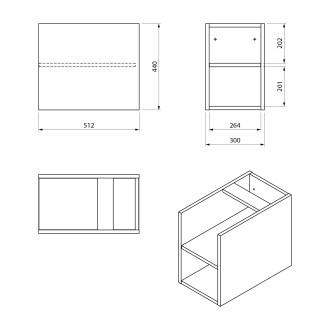 LOREA skříňka 100x46x51,5cm (30P+70cm), pravá, bílá mat
