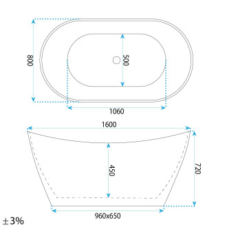 REA Volně stojící vana FERRANO Slim 160 KPL-W7081